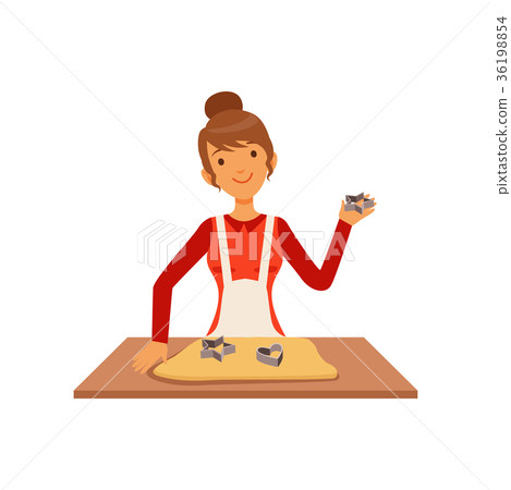 Young woman making pastry, housewife girl cooking 36198854