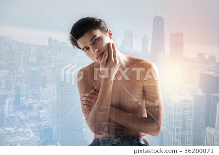 Handsome romantic man recollecting soft touches of Handsome romantic man recollecting soft touches of 36200071