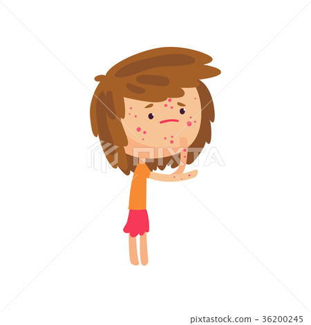 Unhappy girl suffering from rash on her body 36200245