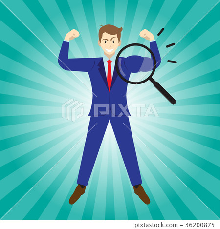 Magnifying Glass Enlarges Arm Of Businessman Magnifying Glass Enlarges Arm Of Businessman 36200875
