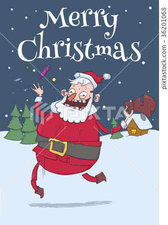 Christmas card with funny Santa Claus. Santa 36201068