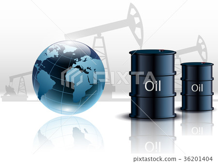 industrial machine and barrels of oil 36201404
