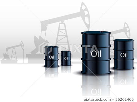 industrial machine and barrels of oil 36201406