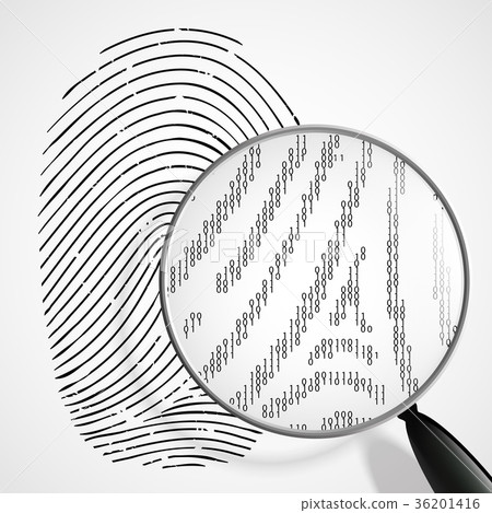 fingerprint and magnifying glass 36201416