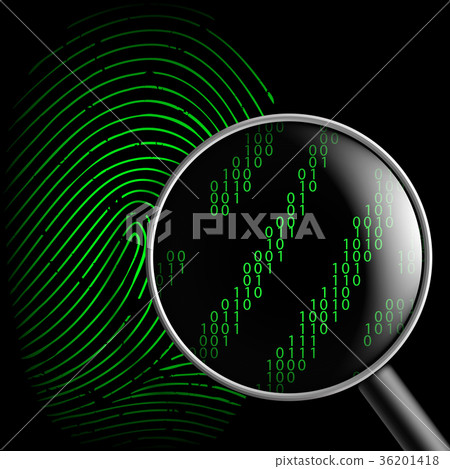 fingerprint and magnifying glass 36201418