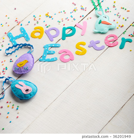 Happy Easter phrase made of fabric letters 36201949