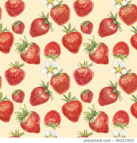 Watercolor seamless pattern with Strawberry leaves Watercolor seamless pattern with Strawberry leaves 36201950