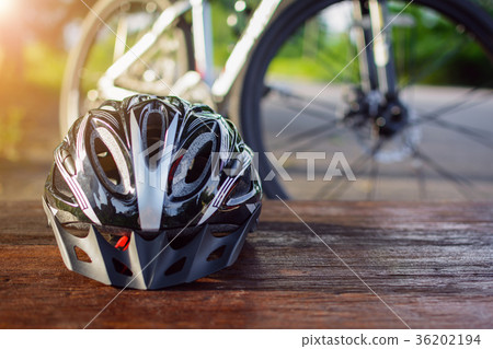 set bicycle equipment on a top wood set bicycle equipment on a top wood 36202194