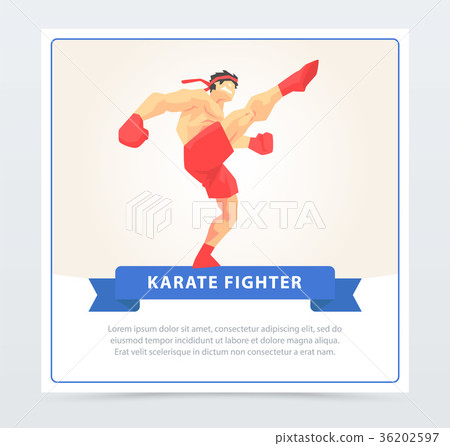 Man in red boxing gloves training, karate fighter Man in red boxing gloves training, karate fighter 36202597