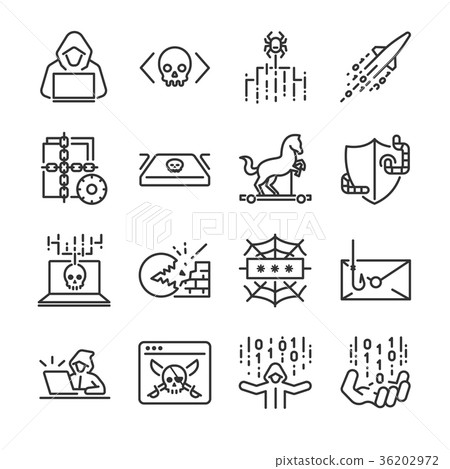 Hacker icon set. 36202972