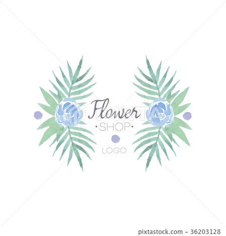 插图素材: flower shop logo, badge in vintage style for 查看全部