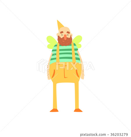 Freak fat bearded man character in funny bee 36203279