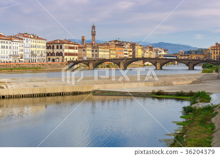 Florence. The city embankment along the Arno River Florence. The city embankment along the Arno River 36204379