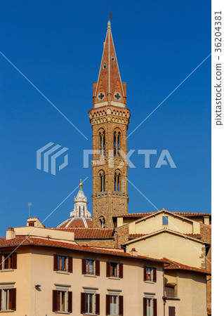 Florence. An old stone bell tower.. 36204381