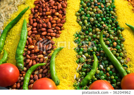 Closeup vegetarian Indian dish with peas and beans 36204962