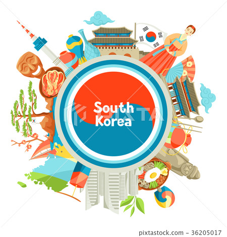 South Korea Background Design. Korean Traditional - Stock Illustration 