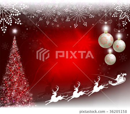 Christmas red design with Christmas tree, balls Christmas red design with Christmas tree, balls 36205158