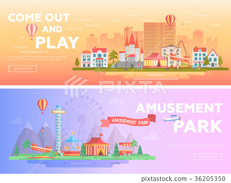 Amusement park - set of modern flat vector Amusement park - set of modern flat vector 36205350