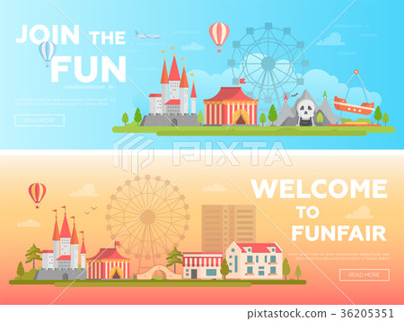 Amusement park - set of modern flat vector Amusement park - set of modern flat vector 36205351