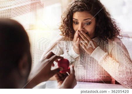 Young adorable girl expressing surprise 36205420