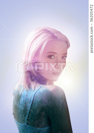 Nice young woman turning to you Nice young woman turning to you 36205472