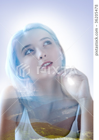 Nice dreamy woman looking up Nice dreamy woman looking up 36205478