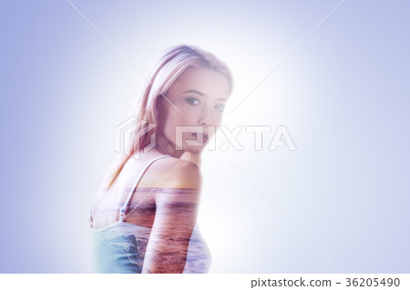 Nice pleasant woman dreaming about the sea Nice pleasant woman dreaming about the sea 36205490