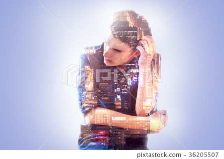 Nice thoughtful man toughing his hair Nice thoughtful man toughing his hair 36205507