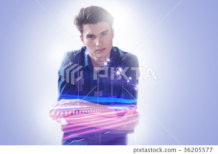 Nice young man thinking about the train Nice young man thinking about the train 36205577