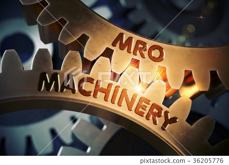 MRO Machinery Concept. Golden Cogwheels. 3D 36205776