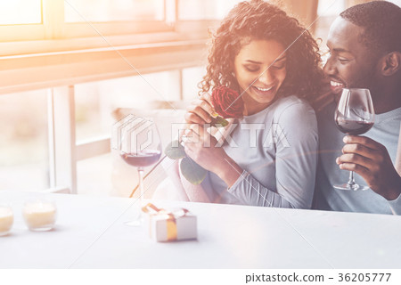 Positive delighted couple having romantic mood 36205777