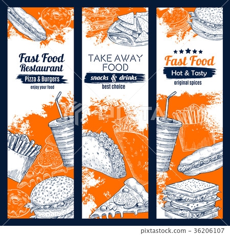 Vector fast food restaurant posters templates Vector fast food restaurant posters templates 36206107
