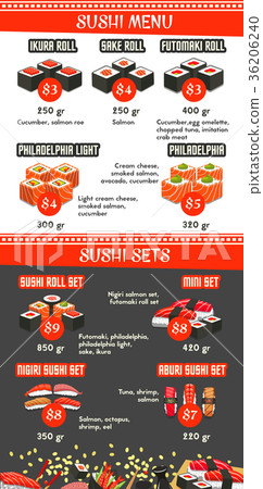 Vector Japanese cuisine Asian food menu template 36206240