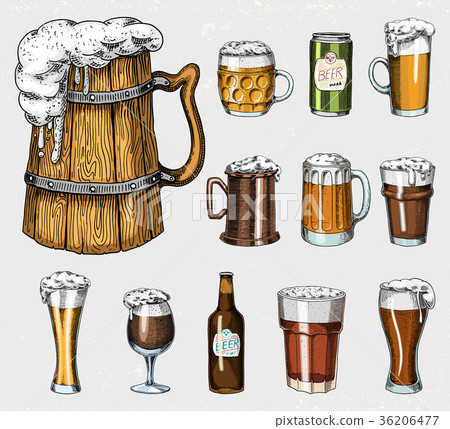 Beer glass, mug or bottle of oktoberfest. engraved Beer glass, mug or bottle of oktoberfest. engraved 36206477