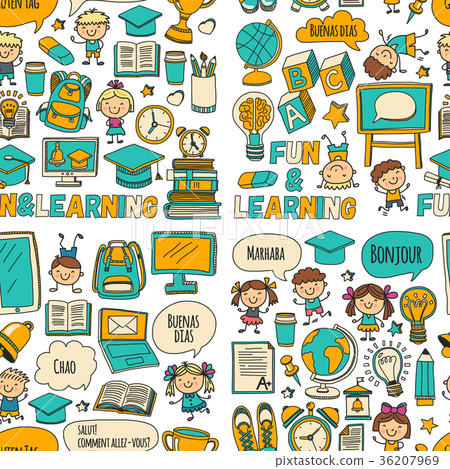Vector doodle set with children Language school Vector doodle set with children Language school 36207969