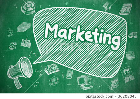 Marketing - Cartoon Illustration. Green Chalkboard 36208043