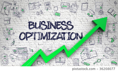 Business Optimization Drawn on White Brickwall. - Stock Illustration ...
