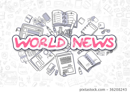 World News - Doodle Magenta Inscription. 36208243
