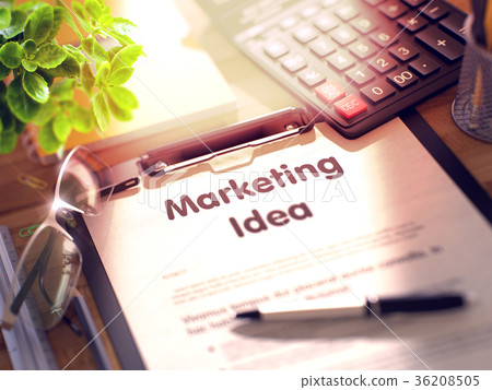 Clipboard with Marketing Idea Concept. 3D. Clipboard with Marketing Idea Concept. 3D. 36208505