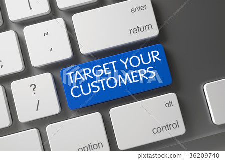 Blue Key - Target Your Customers. 3D. Blue Key - Target Your Customers. 3D. 36209740