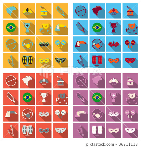 Brazil icons collection. Vector illustration with Brazil icons collection. Vector illustration with 36211118