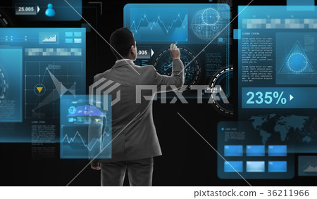 businessman working with virtual reality screens 36211966