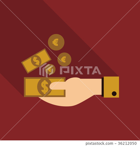 payment hand cash icon in flat style with shadow 36212050