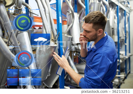 auto mechanic calling on phone at car shop 36213251