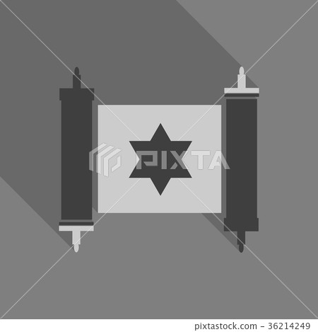 Torah scroll icon in flat style. Jewish Torah in 36214249