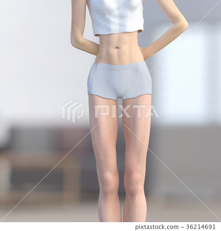 Diet image slender young woman perming3DCG illustrations material 36214691