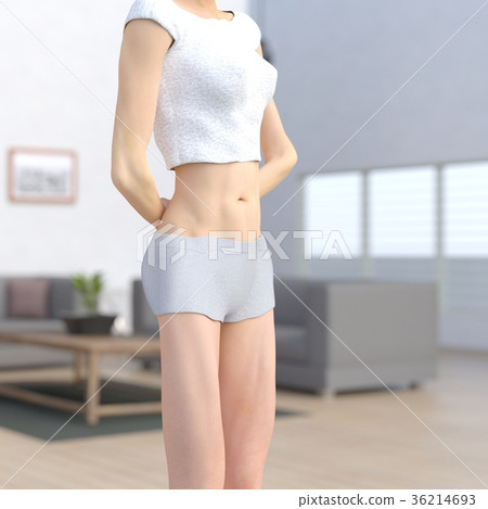 Diet image slender young woman perming3DCG illustrations material 36214693