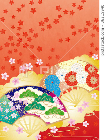 背景材料 - 日本模式（櫻花，風扇）1紋理 36215940