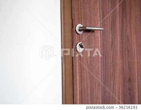 door handles and locks on the wooden door 36216191