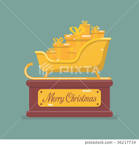 Golden santa sleigh trophy - Stock Illustration [36217719] - PIXTA